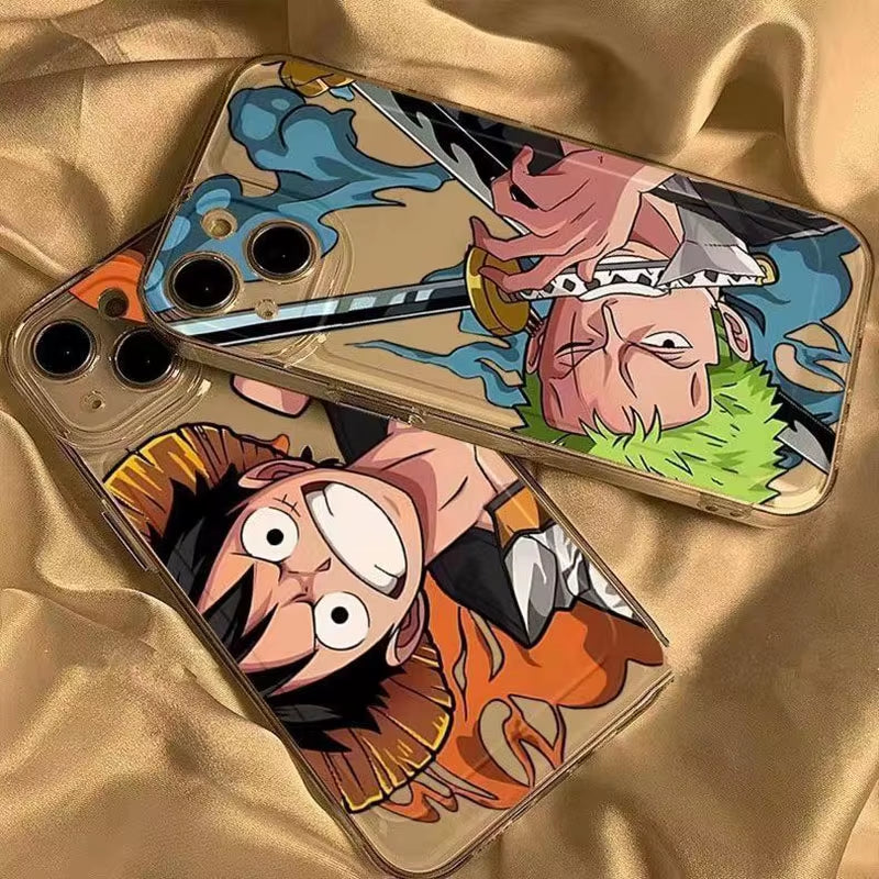 One Piece Luffy and Zoro Handsome Shockproof Cover Y2K Phone Cases - IPhone 11 to 16 Pro Max