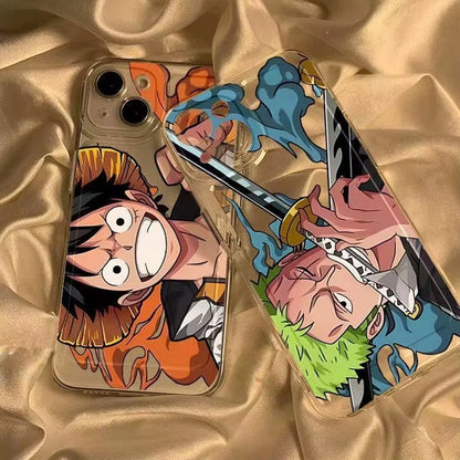 One Piece Luffy and Zoro Handsome Shockproof Cover Y2K Phone Cases - IPhone 11 to 16 Pro Max