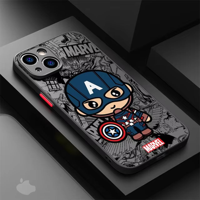 Cartoon Marvel Shockproof Armor Cover Cases - IPhone 12 to 16 Pro Max