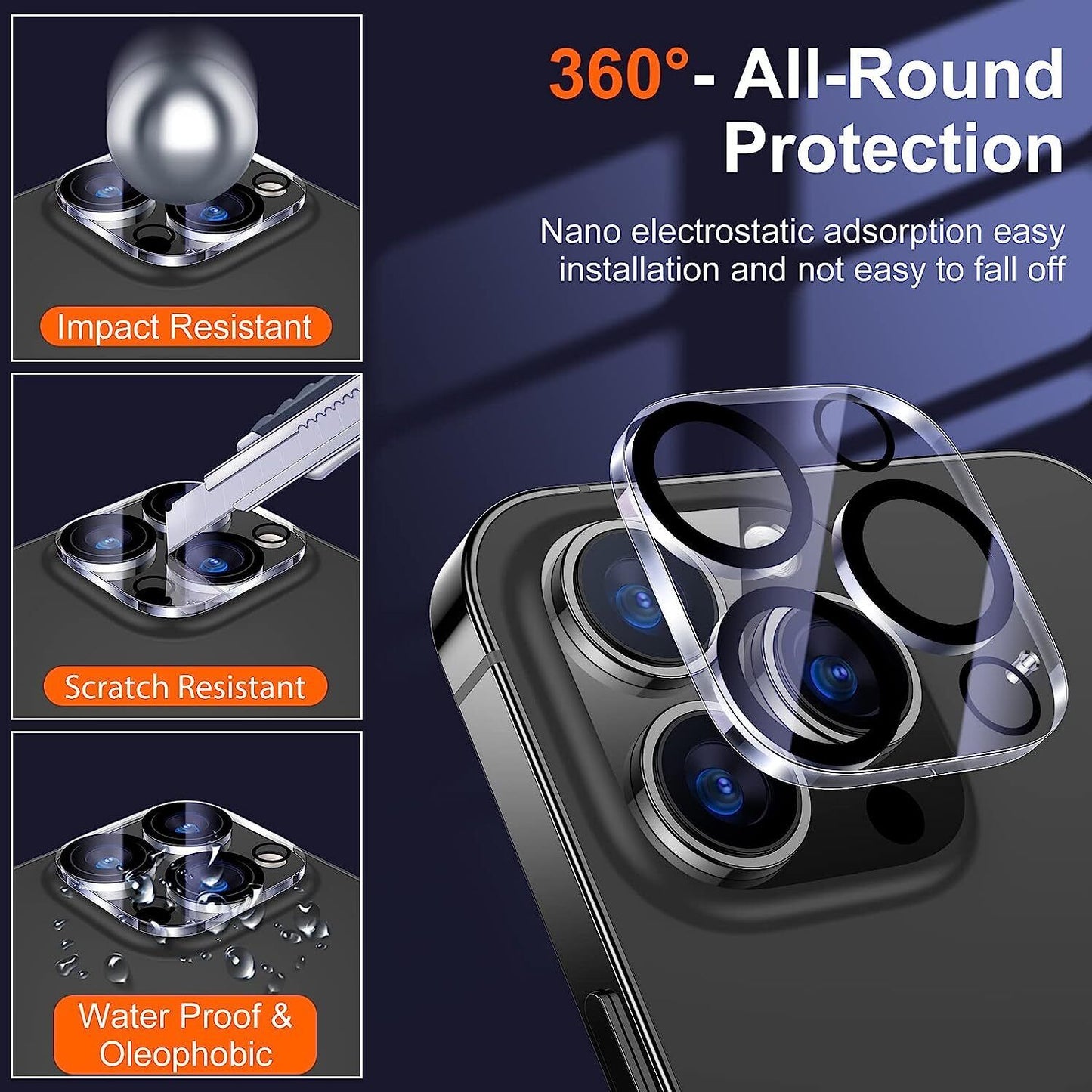 4X Tempered Glass Camera Lens Protector for iPhone 11-16 Pro Max | Scratch-Resistant & HD Clarity