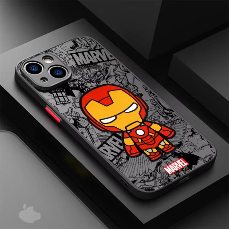 Cartoon Marvel Shockproof Armor Cover Cases - IPhone 12 to 16 Pro Max