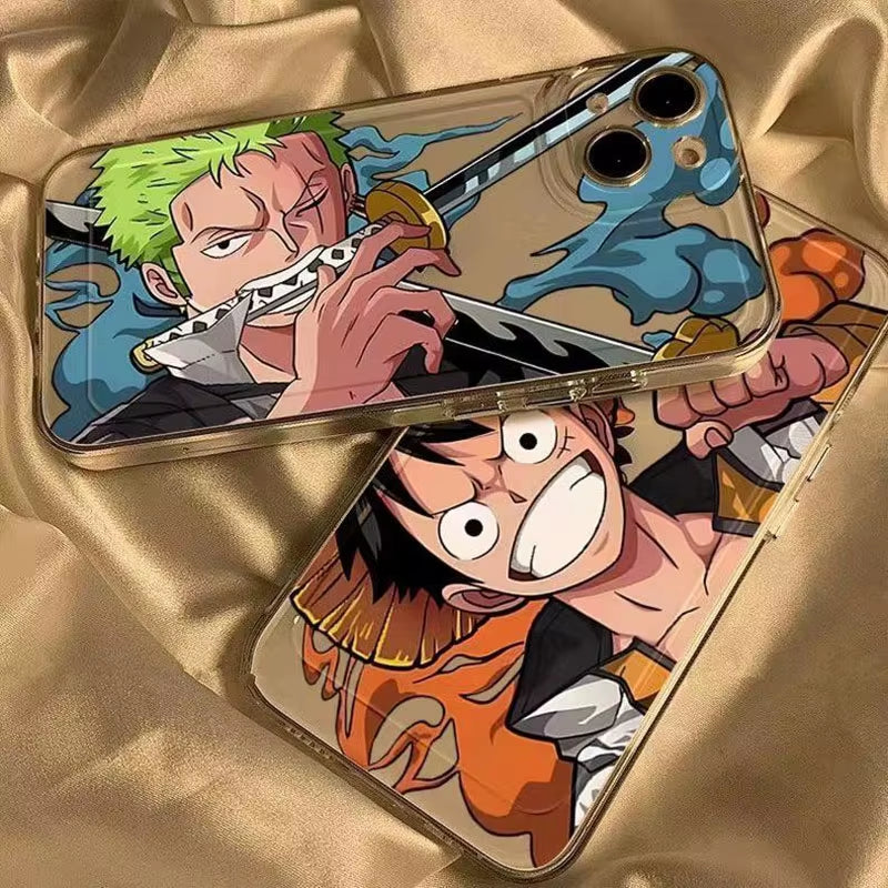 One Piece Luffy and Zoro Handsome Shockproof Cover Y2K Phone Cases - IPhone 11 to 16 Pro Max