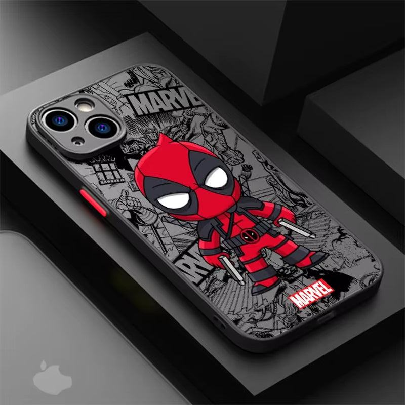 Cartoon Marvel Shockproof Armor Cover Cases - IPhone 12 to 16 Pro Max