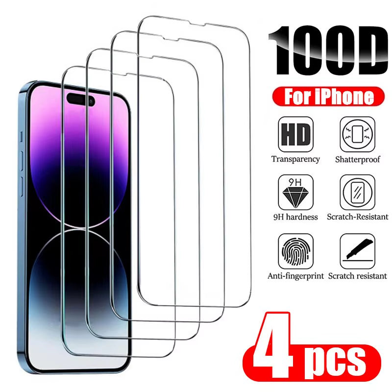 4X Tempered Glass Screen Protector - IPhone 11 to 16 Pro Max