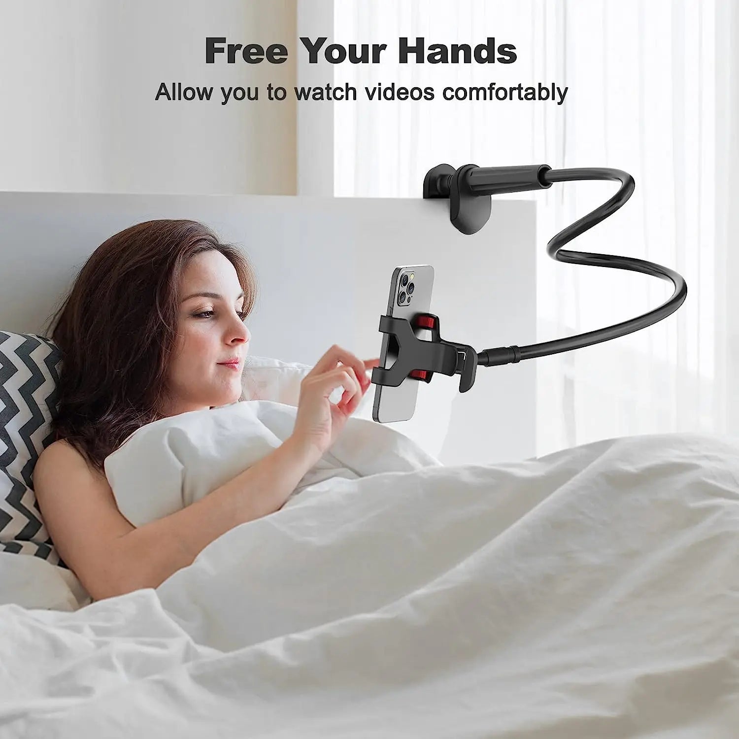 80cm Adjustable Phone Lazy Holder Stand – 360° Flexible Mount for iPhone, Samsung & 3.5-6.7" Devices