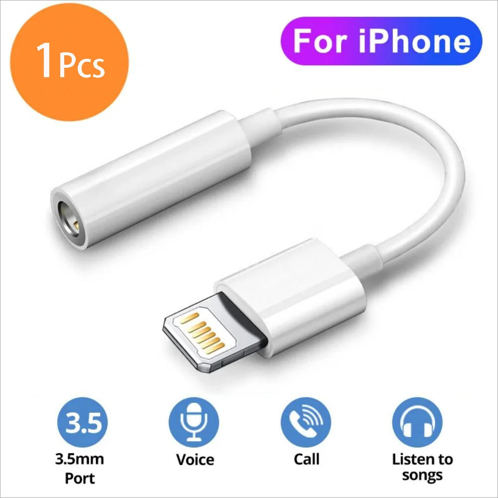 iOS Adapter to 3.5mm AUX Cable – Audio Female Adapter to Male for iPhone 11 - 14