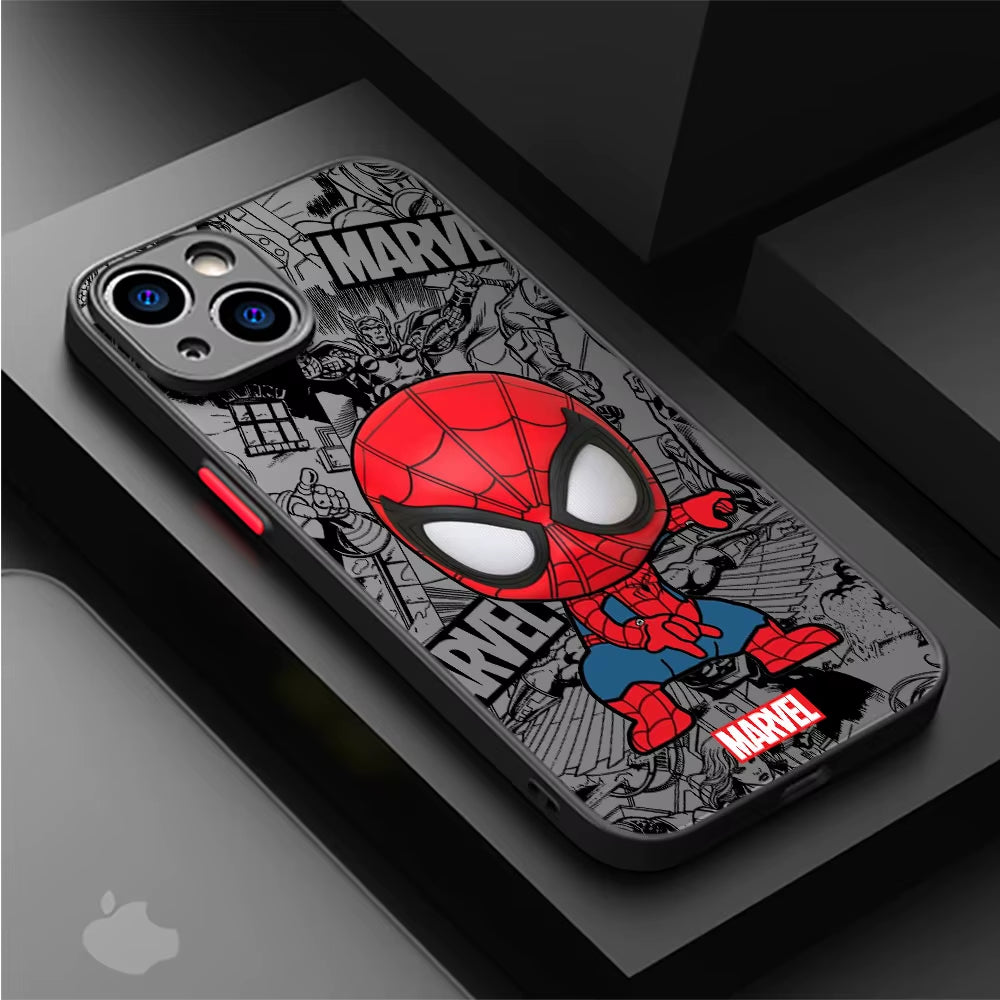 Cartoon Marvel Shockproof Armor Cover Cases - IPhone 12 to 16 Pro Max