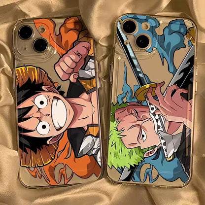 One Piece Luffy and Zoro Handsome Shockproof Cover Y2K Phone Cases - IPhone 11 to 16 Pro Max