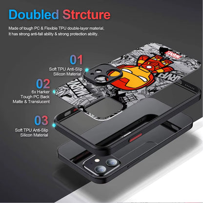 Cartoon Marvel Shockproof Armor Cover Cases - IPhone 12 to 16 Pro Max