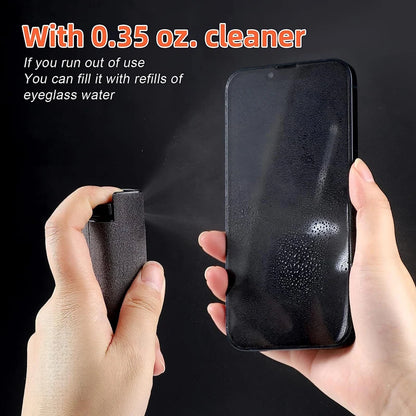 2-in-1 Microfiber Screen Cleaner Spray & Cloth for iPhone, Samsung, Mi, Tablets & Computers