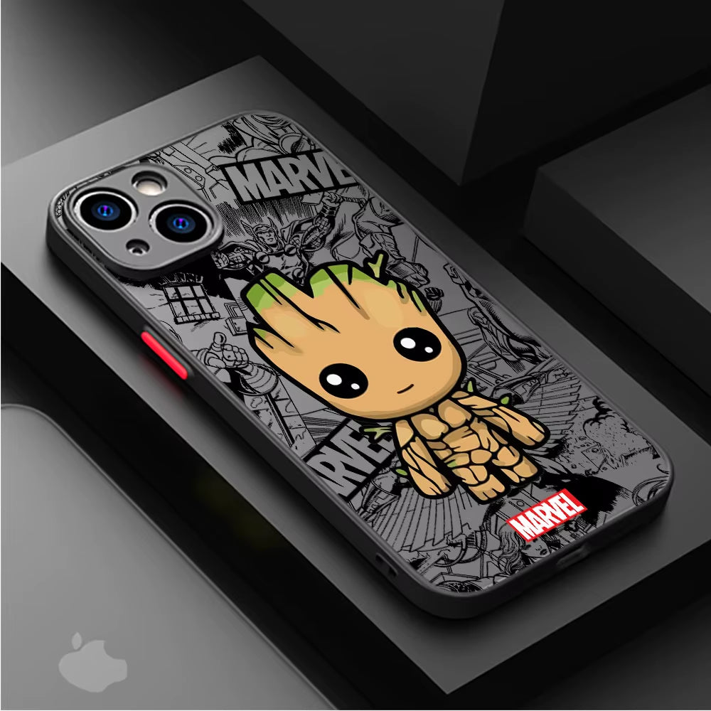 Cartoon Marvel Shockproof Armor Cover Cases - IPhone 12 to 16 Pro Max