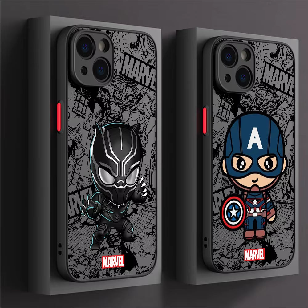 Cartoon Marvel Shockproof Armor Cover Cases - IPhone 12 to 16 Pro Max